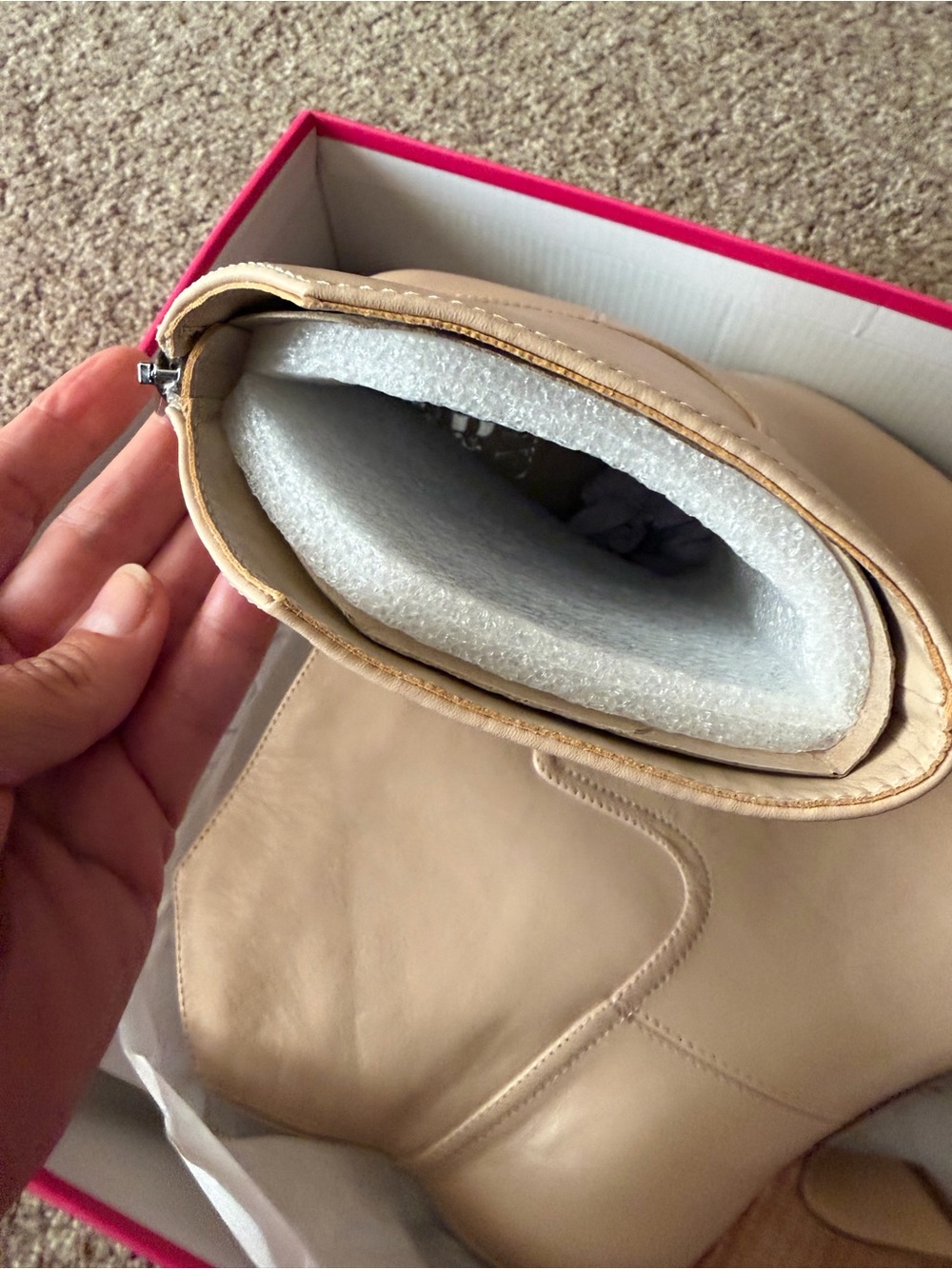 Vince Camuto Beige Pointed-Toe Mid-Calf Boots - Picture 3 of 5